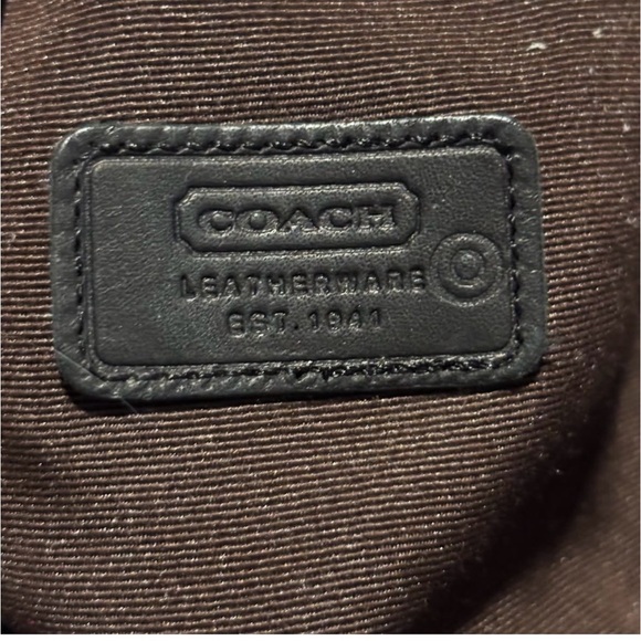 Coach Black with Brown Trim Leather Turnlock Bucket Hat Size M/L - Picture 3 of 4